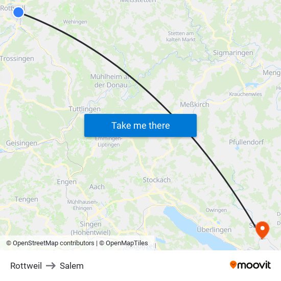 Rottweil to Salem map