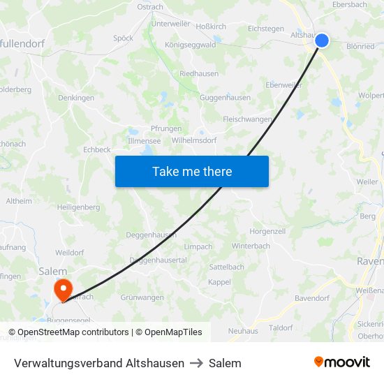 Verwaltungsverband Altshausen to Salem map