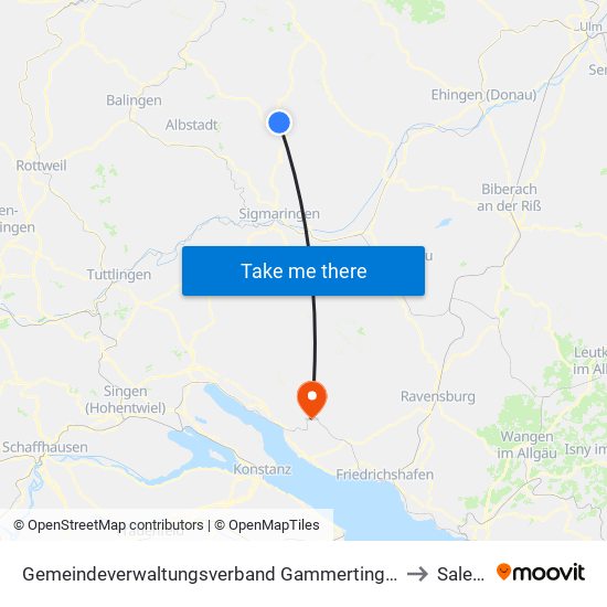 Gemeindeverwaltungsverband Gammertingen to Salem map