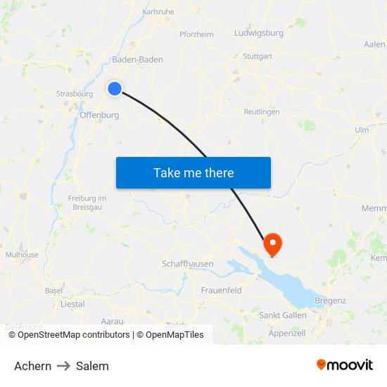 Achern to Salem map