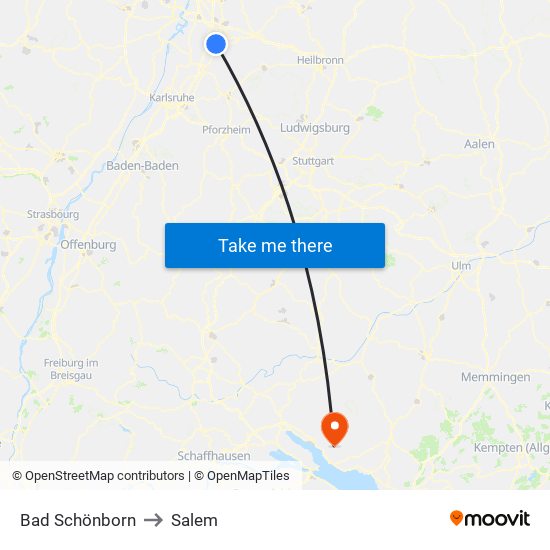 Bad Schönborn to Salem map