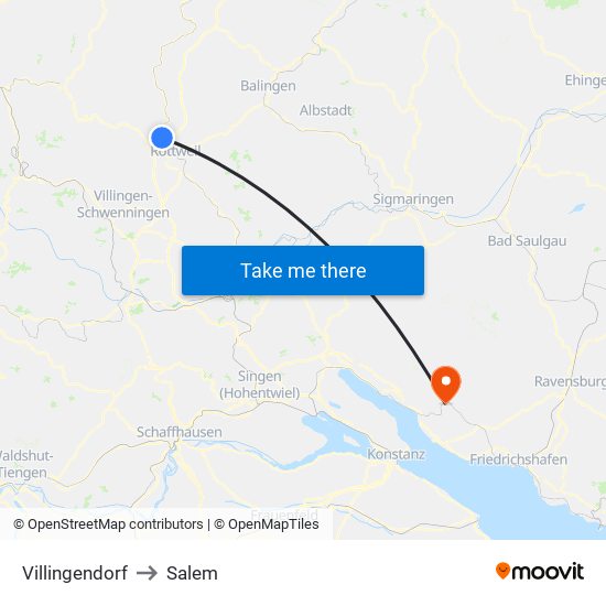 Villingendorf to Salem map