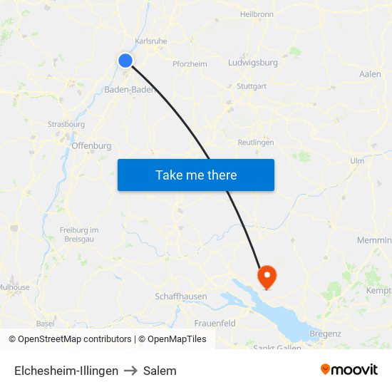 Elchesheim-Illingen to Salem map