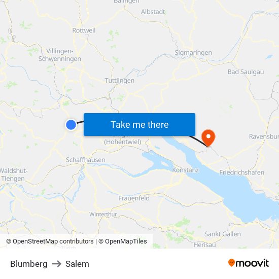 Blumberg to Salem map