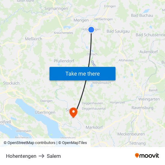 Hohentengen to Salem map