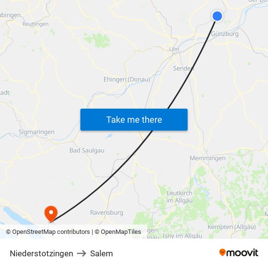 Niederstotzingen to Salem map