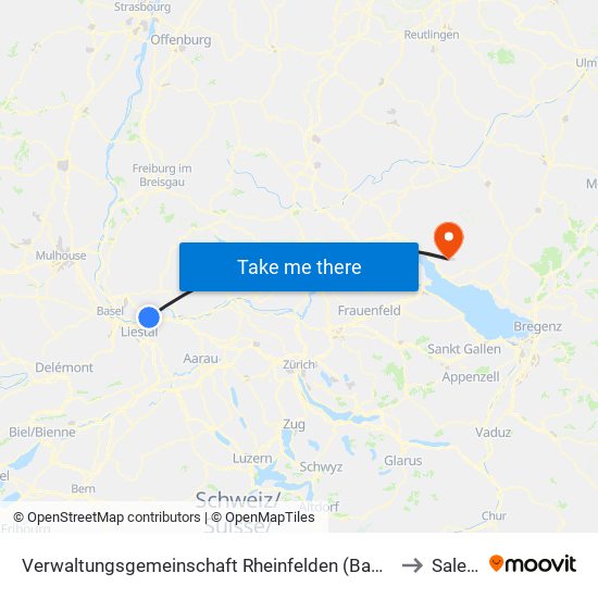 Verwaltungsgemeinschaft Rheinfelden (Baden) to Salem map