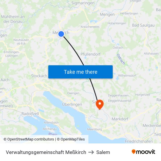 Verwaltungsgemeinschaft Meßkirch to Salem map