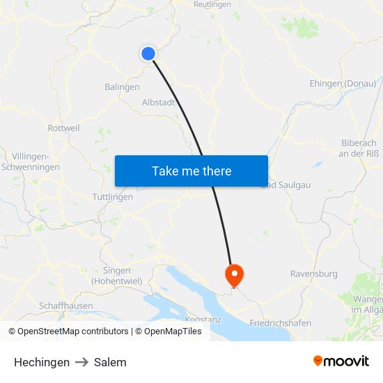 Hechingen to Salem map