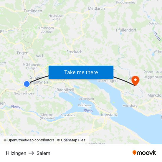 Hilzingen to Salem map