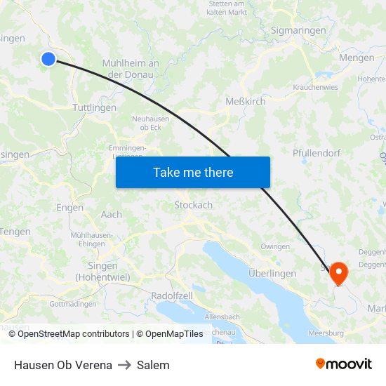 Hausen Ob Verena to Salem map