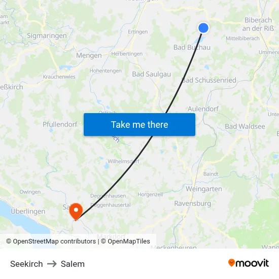 Seekirch to Salem map