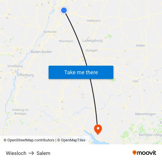 Wiesloch to Salem map