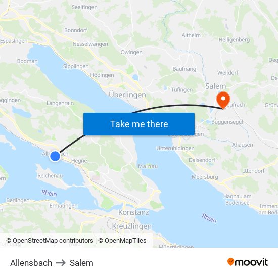 Allensbach to Salem map