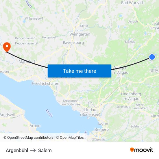 Argenbühl to Salem map