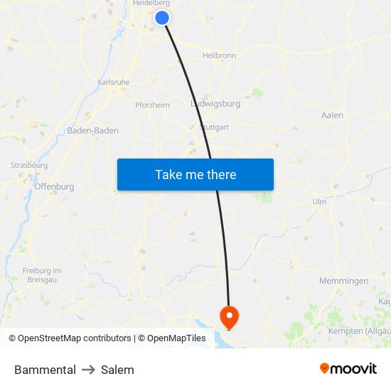 Bammental to Salem map