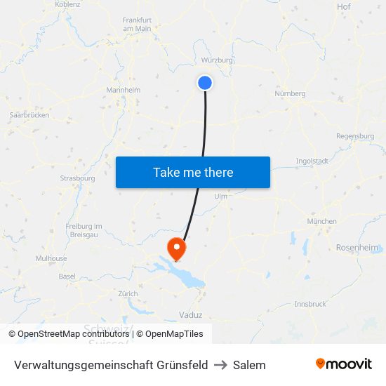 Verwaltungsgemeinschaft Grünsfeld to Salem map