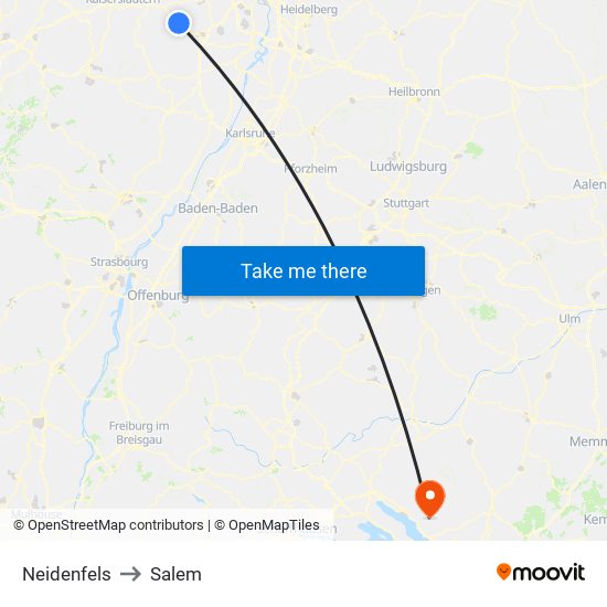 Neidenfels to Salem map