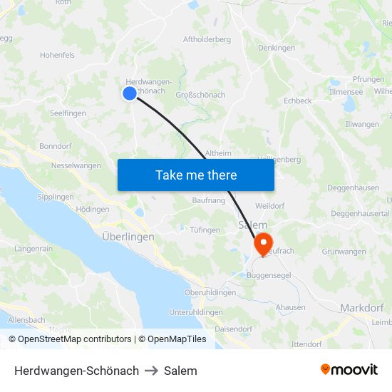 Herdwangen-Schönach to Salem map