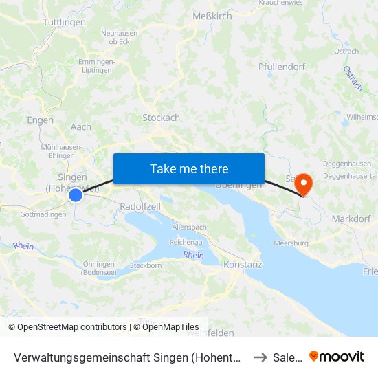 Verwaltungsgemeinschaft Singen (Hohentwiel) to Salem map
