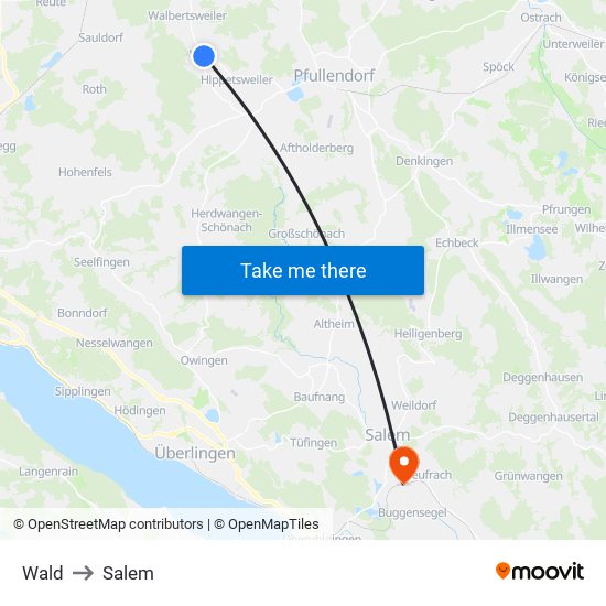 Wald to Salem map
