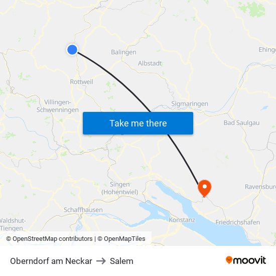 Oberndorf am Neckar to Salem map