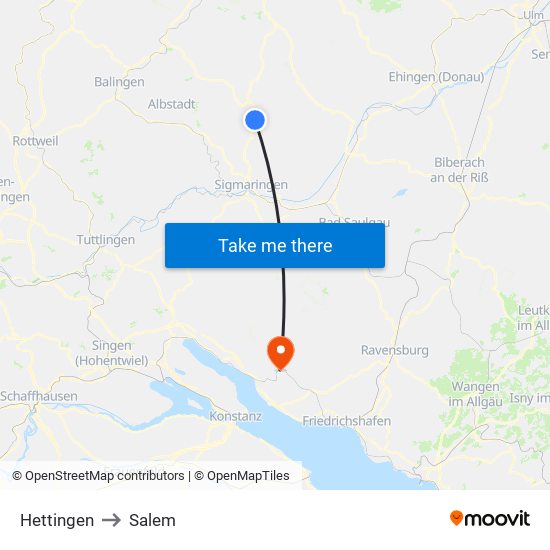 Hettingen to Salem map