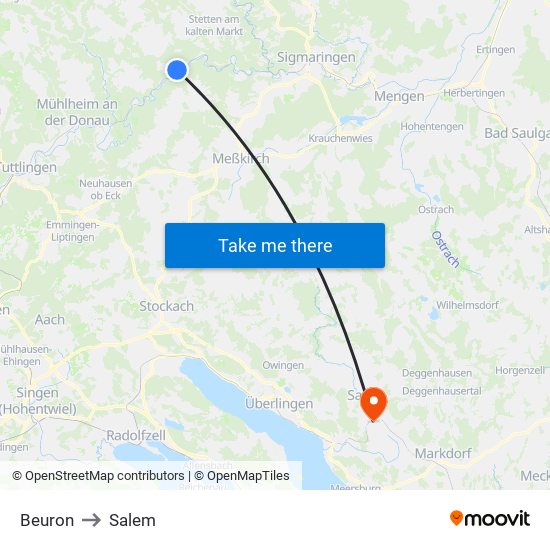 Beuron to Salem map