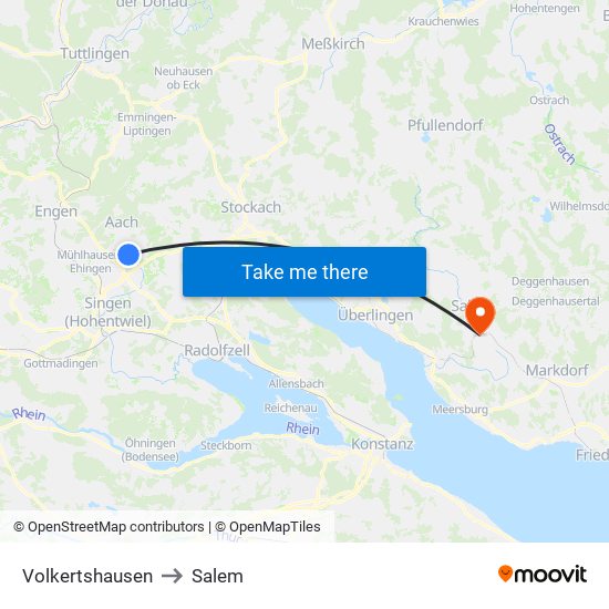 Volkertshausen to Salem map