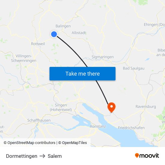 Dormettingen to Salem map