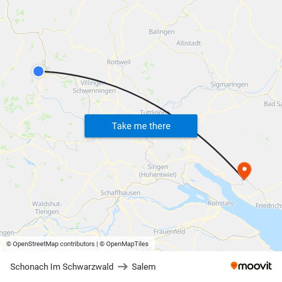 Schonach Im Schwarzwald to Salem map