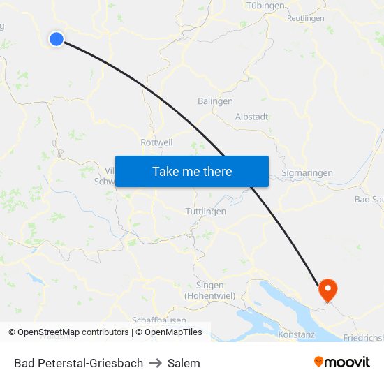 Bad Peterstal-Griesbach to Salem map