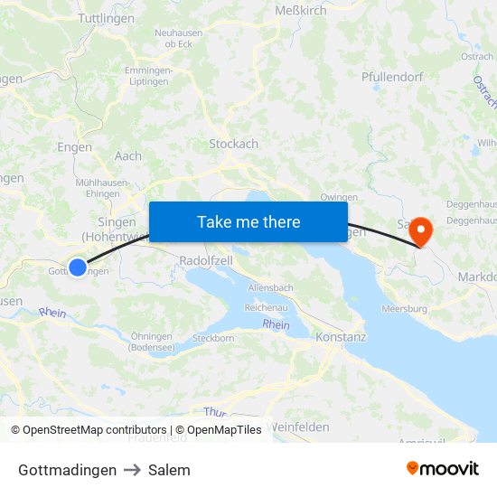 Gottmadingen to Salem map
