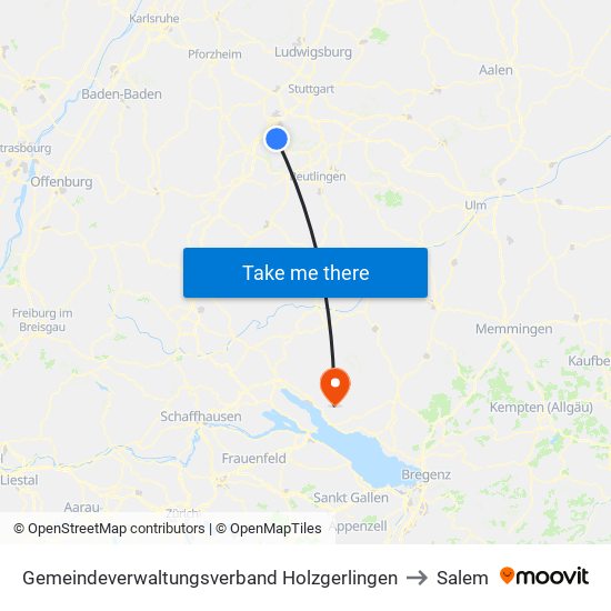 Gemeindeverwaltungsverband Holzgerlingen to Salem map