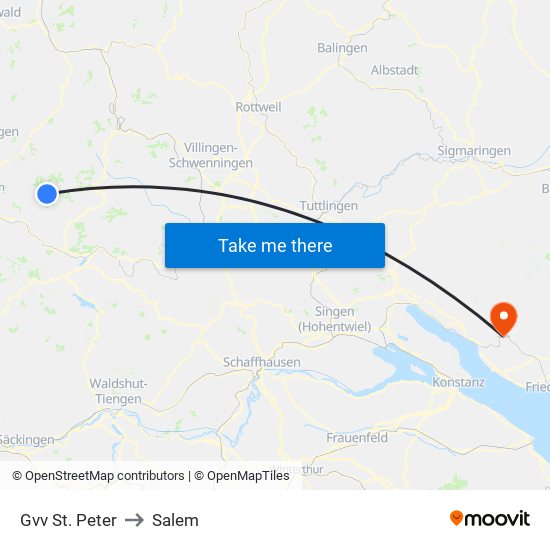 Gvv St. Peter to Salem map