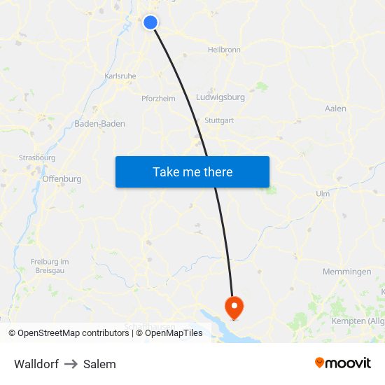 Walldorf to Salem map