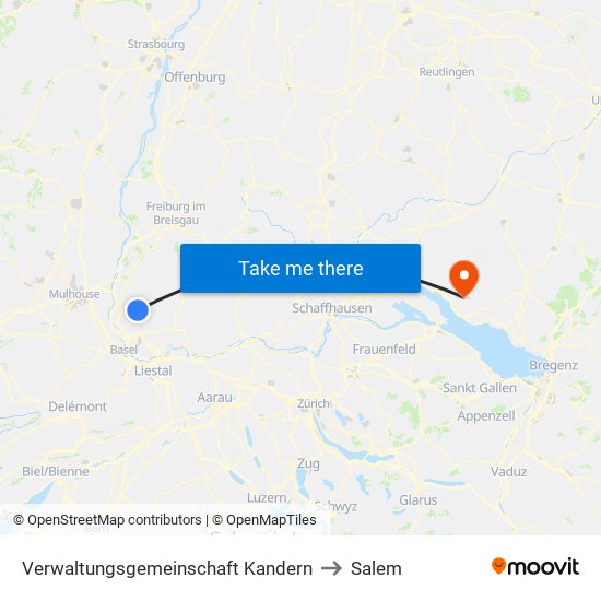 Verwaltungsgemeinschaft Kandern to Salem map