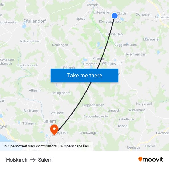 Hoßkirch to Salem map