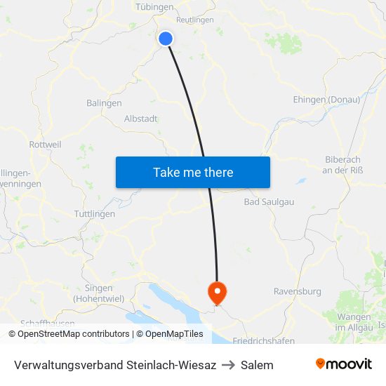 Verwaltungsverband Steinlach-Wiesaz to Salem map