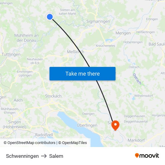 Schwenningen to Salem map