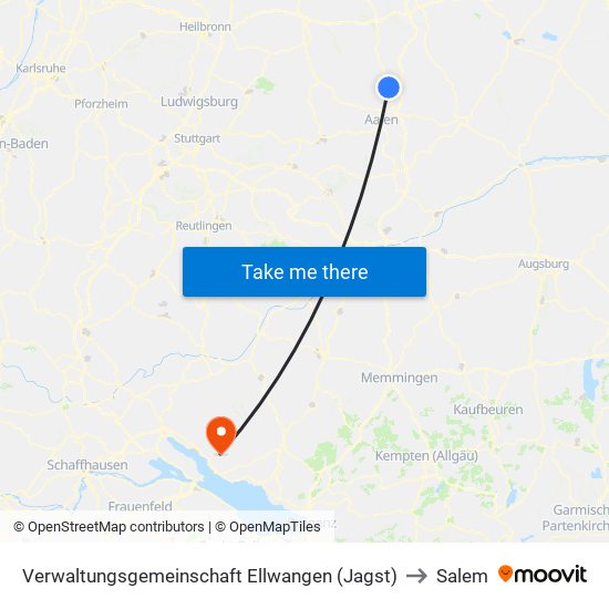 Verwaltungsgemeinschaft Ellwangen (Jagst) to Salem map