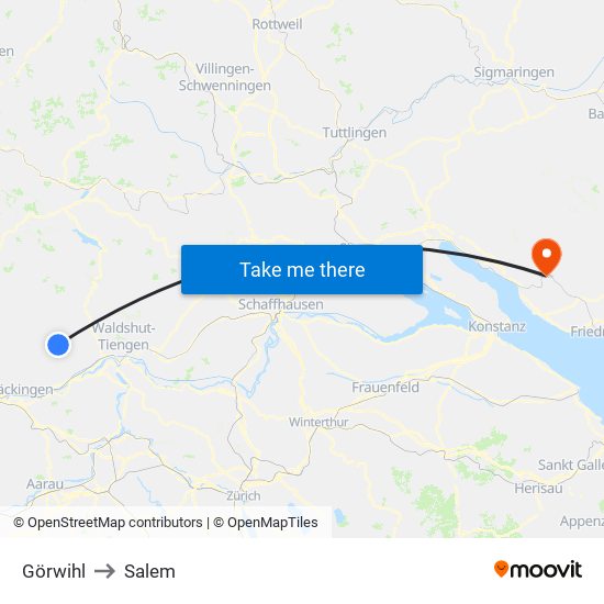 Görwihl to Salem map