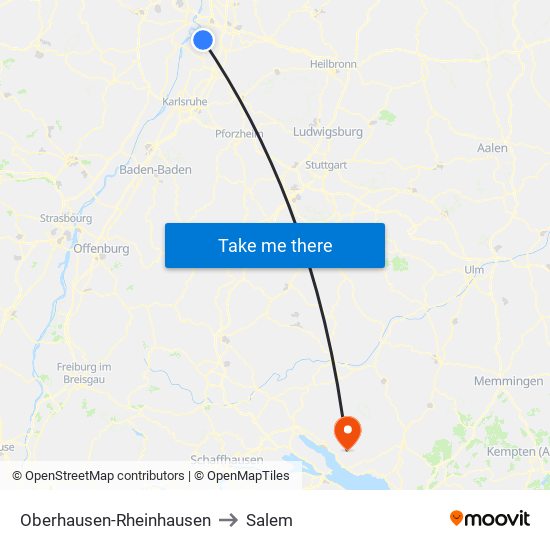 Oberhausen-Rheinhausen to Salem map