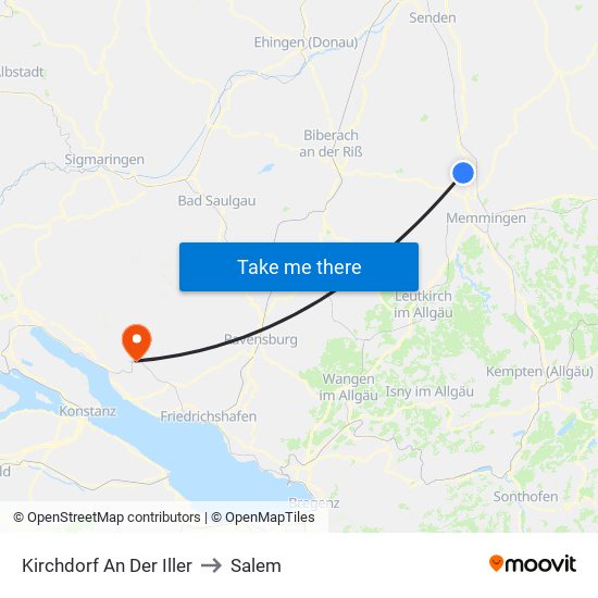 Kirchdorf An Der Iller to Salem map