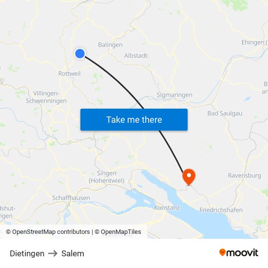 Dietingen to Salem map