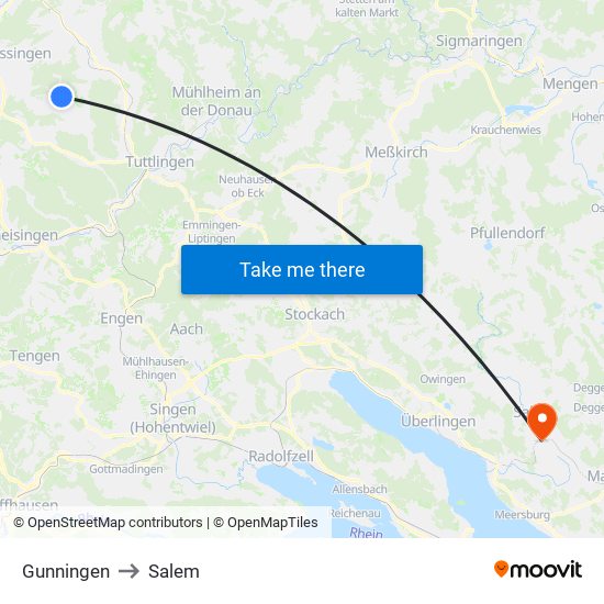 Gunningen to Salem map