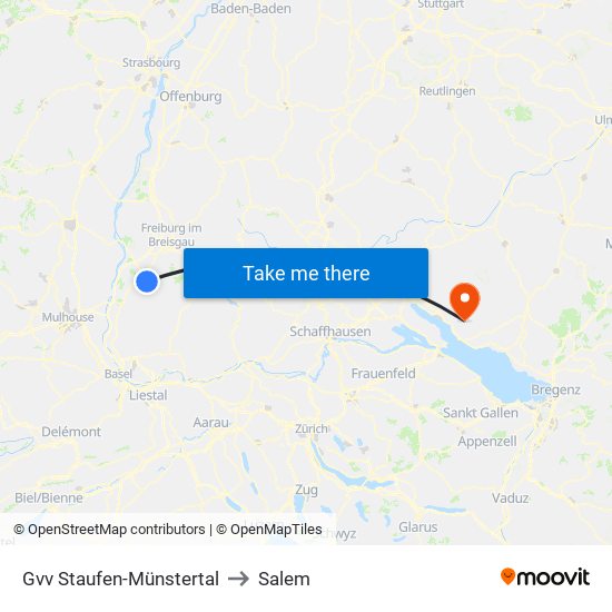 Gvv Staufen-Münstertal to Salem map