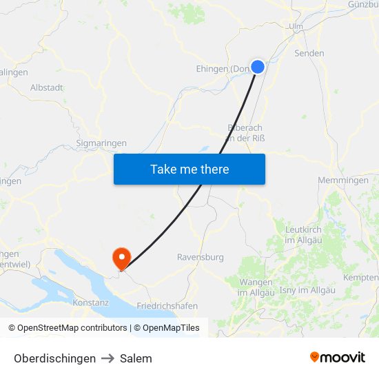 Oberdischingen to Salem map