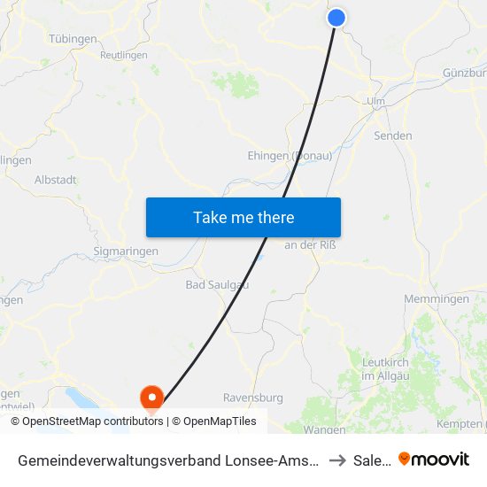 Gemeindeverwaltungsverband Lonsee-Amstetten to Salem map