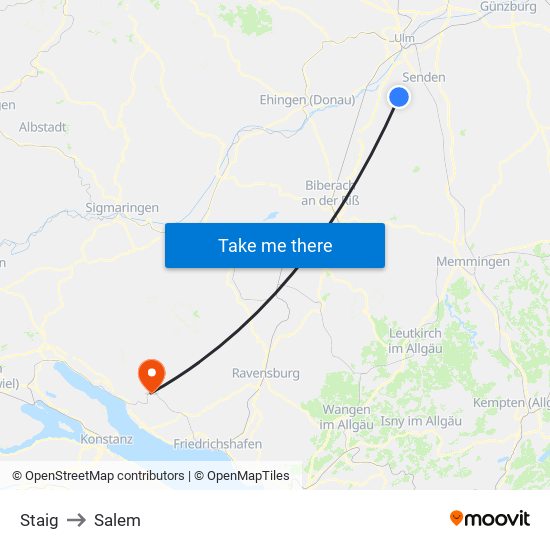 Staig to Salem map